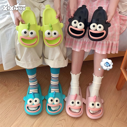 细细条搞怪大眼睛凉拖鞋女