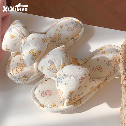 细细条可爱蝴蝶结透气地板鞋