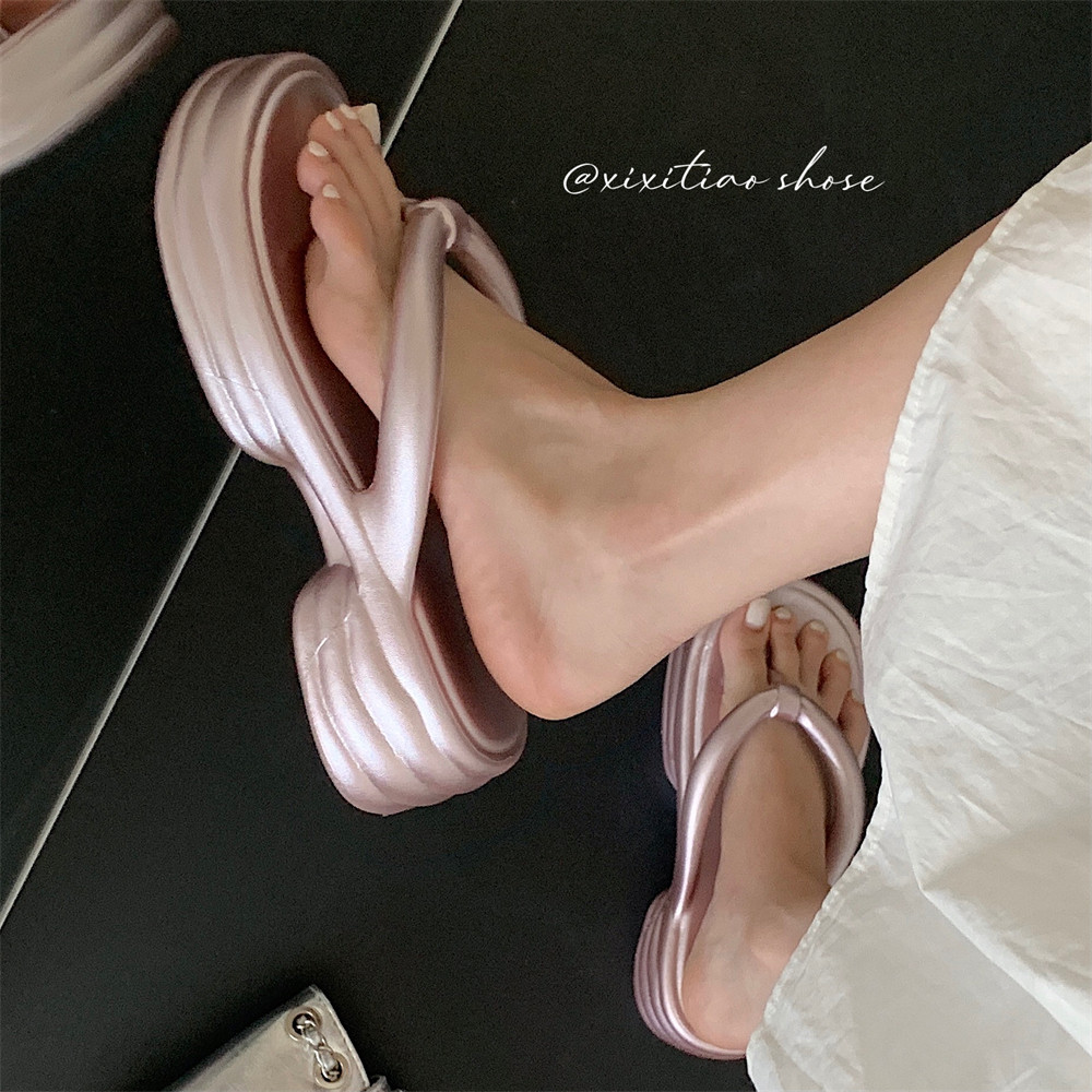 细细条 时尚增高厚底夹脚凉拖鞋网红踩屎感EVA夏季沙滩人字拖女潮,女鞋,人字拖,淘宝优惠券,粉丝福利购,淘宝优惠卷