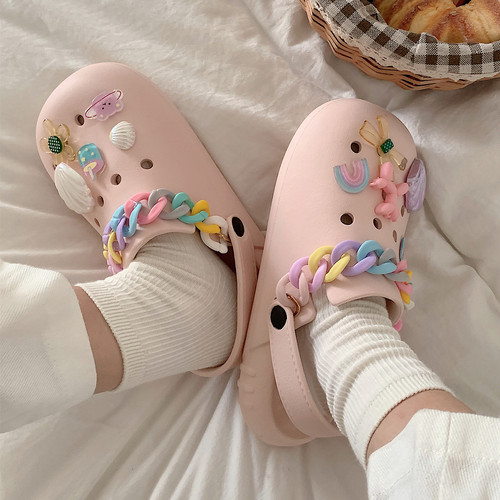 细细条元气风可爱彩色eva洞洞鞋