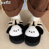 舒适保暖少女心全包跟棉鞋 休闲室外勃肯鞋 女 可爱狗狗冬季 细细条