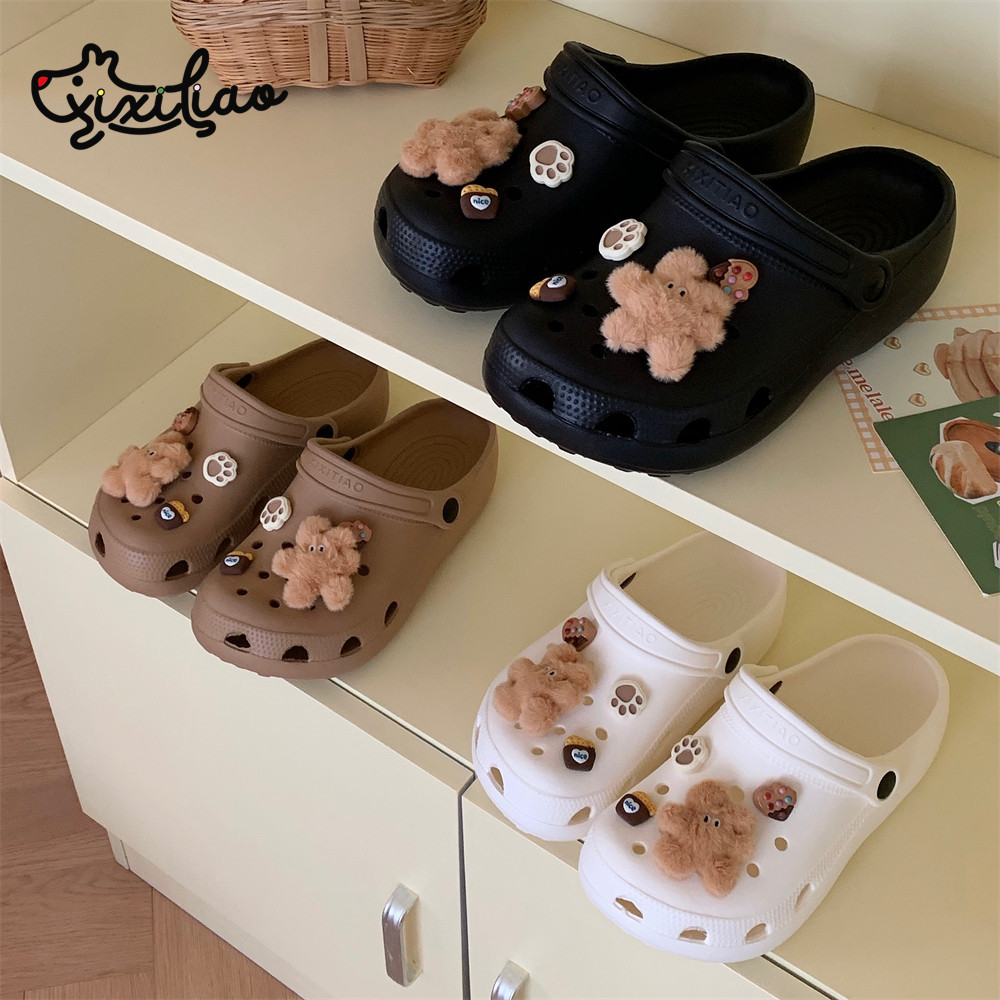 细细条 个性棕色小兔沙滩鞋男女防滑夏季外穿趣味情侣洞洞鞋凉拖,居家布艺,居家凉拖/凉鞋,淘宝优惠券,粉丝福利购,淘宝优惠卷