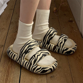 细细条 女夏外穿踩屎感eva防滑防臭沙滩凉拖 网红ins潮斑马纹拖鞋