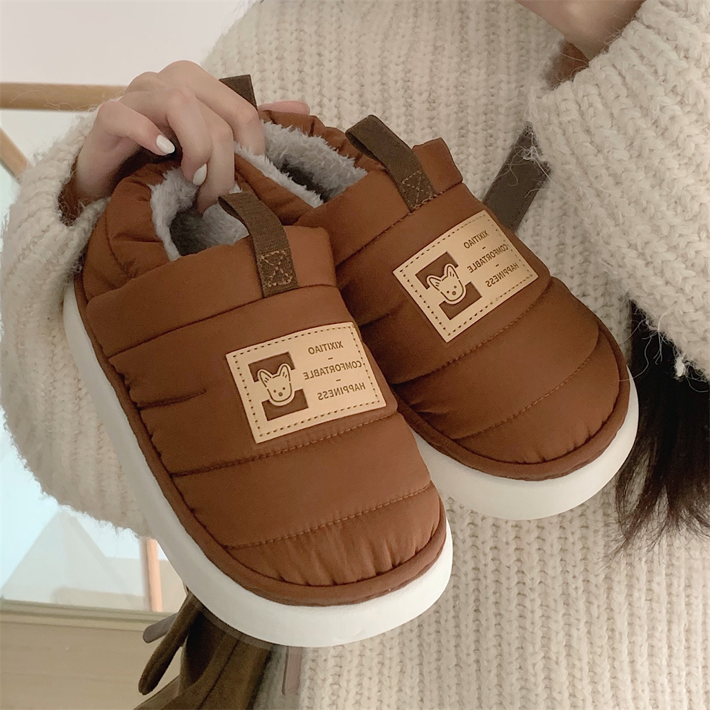 细细条冬季百搭保暖创意小标棉鞋