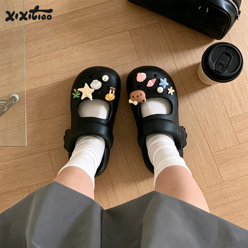 细细条贝壳小猫玛丽珍凉鞋女