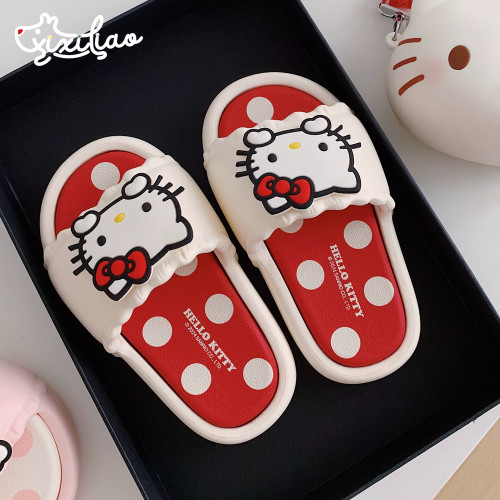 细细条三丽鸥HelloKitty拖鞋女