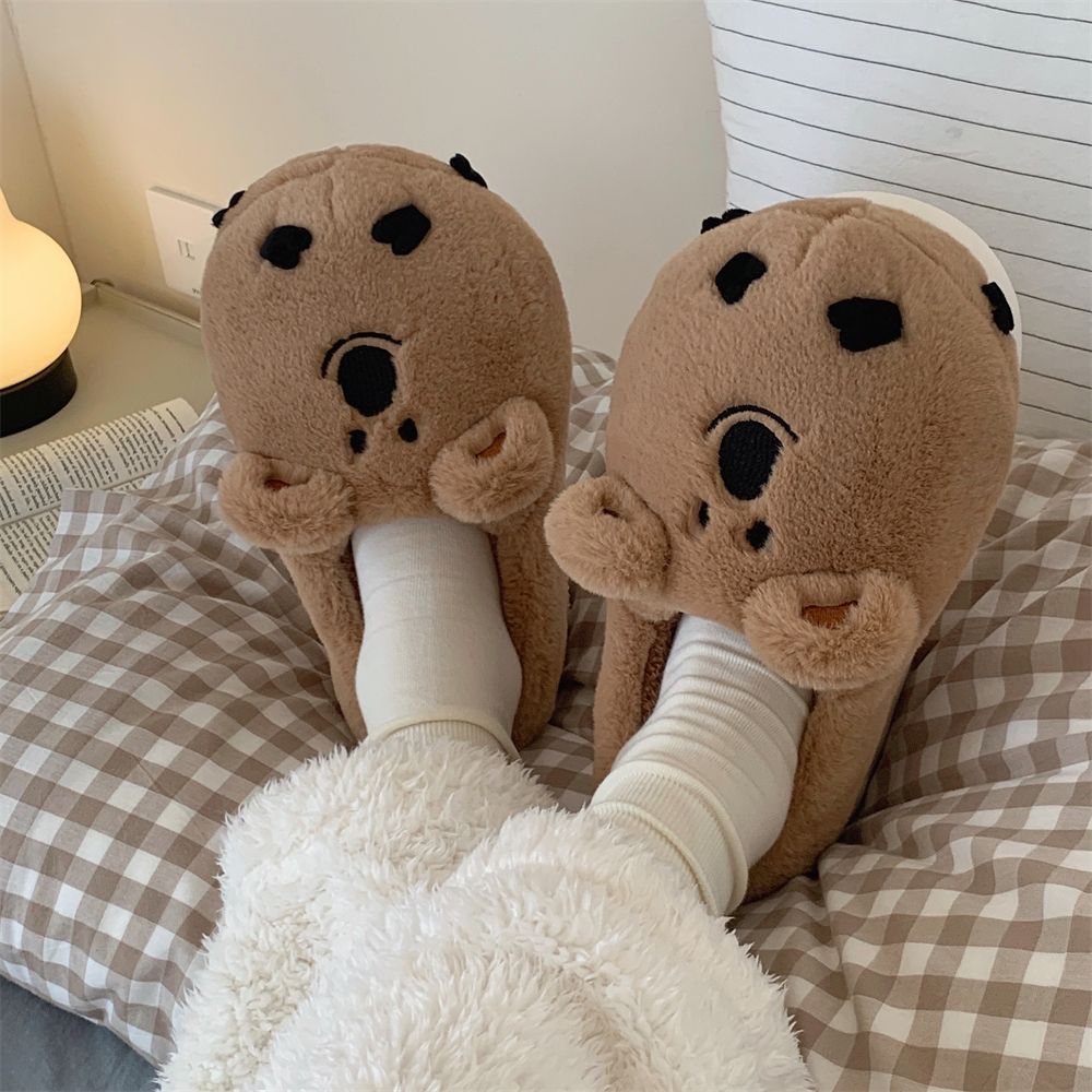 细细条软萌可爱小熊全包跟棉拖鞋