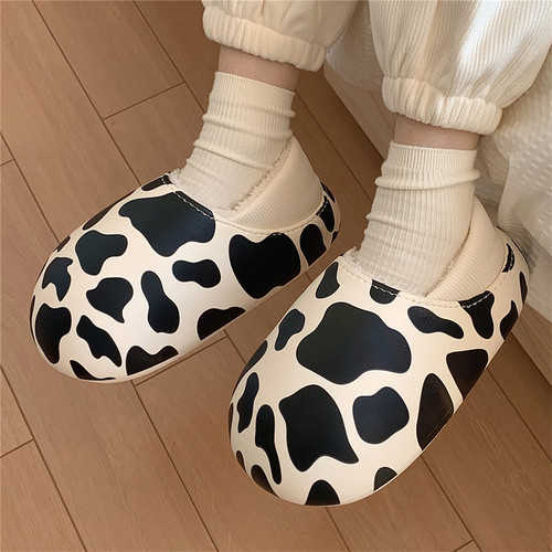 细细条韩版防水保暖居家棉拖鞋