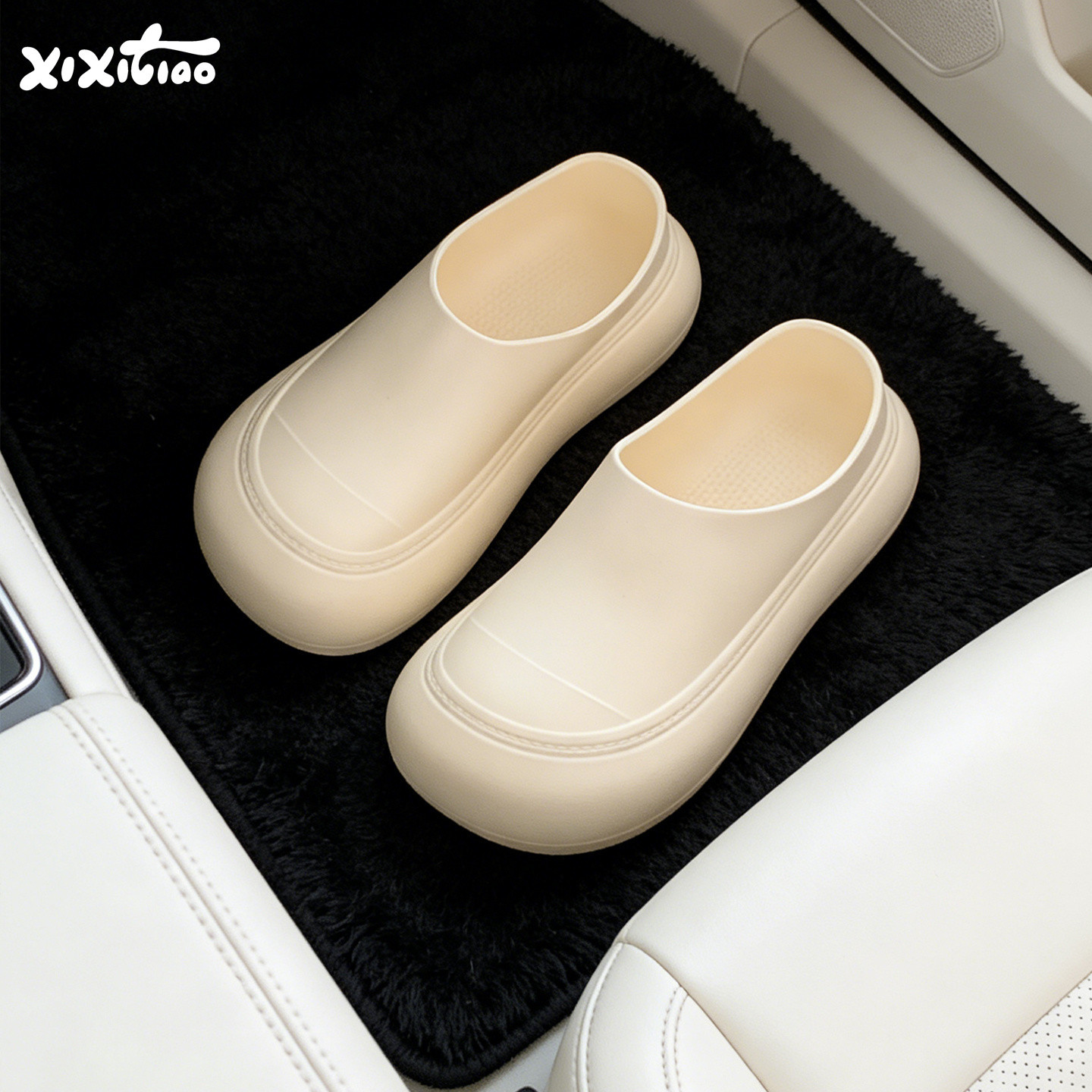 细细条 雨天户外防水大头鞋女韩版时尚防滑厚底春夏eva懒人半拖鞋,居家布艺,居家凉拖/凉鞋,淘宝优惠券,粉丝福利购,淘宝优惠卷