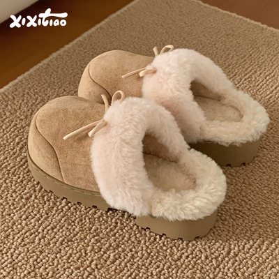 细细条韩系蝴蝶结勃肯包头拖鞋