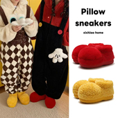 细细条 可爱大头毛毛靴子女ins保暖防滑趣味冬天外穿家居短筒棉鞋