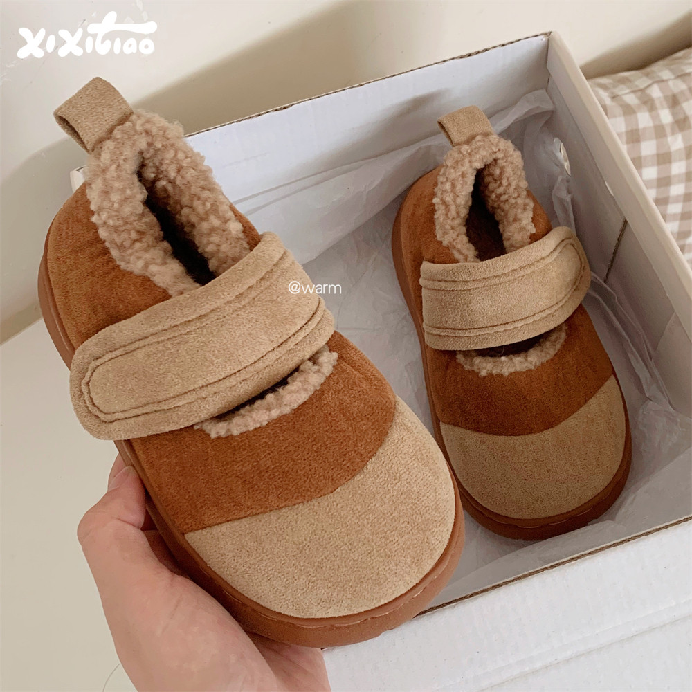 细细条 魔术贴儿童棉鞋保暖外穿复古拼色冬季男童女童亲子豆豆鞋,童鞋/婴儿鞋/亲子鞋,棉鞋,淘宝优惠券,粉丝福利购,淘宝优惠卷