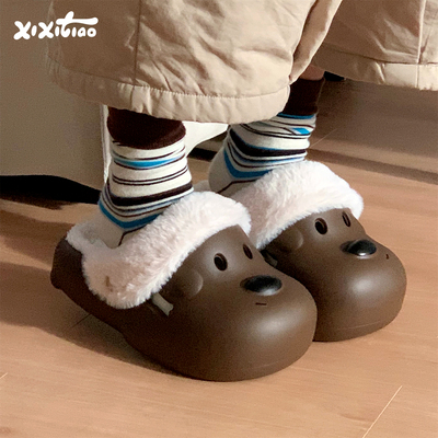 细细条百搭加绒洞洞鞋冬