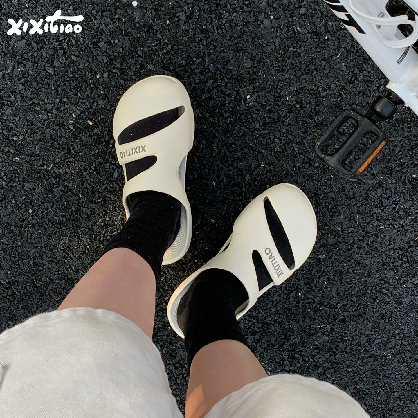 细细条 男女户外运动防滑足弓包头凉拖夏游泳速干eva情侣沙滩拖鞋