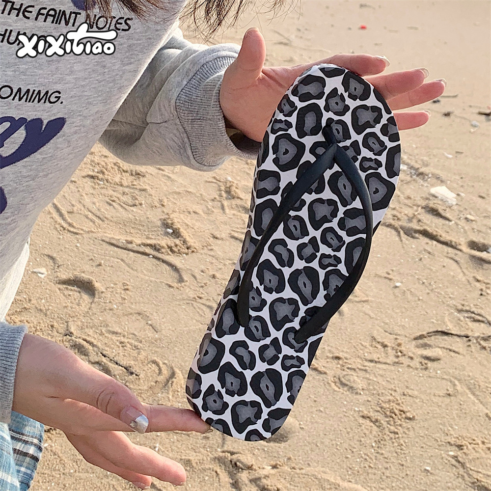 细细条 时尚豹纹人字拖夏沙滩度假休闲女士欧美风室外夹脚凉拖鞋,女鞋,人字拖,淘宝优惠券,粉丝福利购,淘宝优惠卷