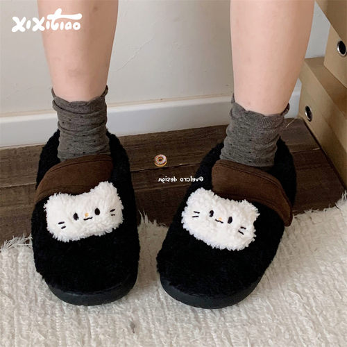 细细条网红小猫咪亲子毛毛单鞋