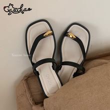 细细条 法式平底夹脚拖鞋女夏ins仙女风外穿防滑高级感沙滩人字拖