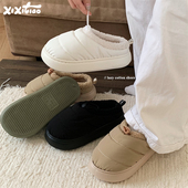 细细条 百搭男女保暖厚底户外懒人拖棉拖鞋 ins山本束口冬棉鞋 时尚