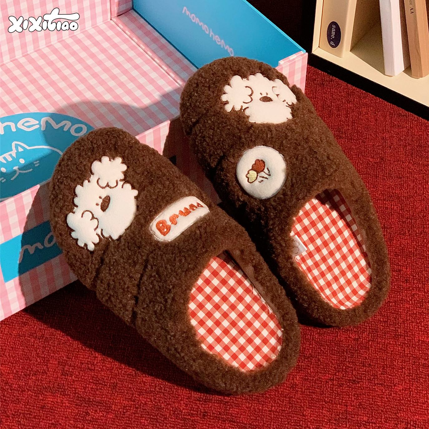 细细条 正版miiiiichan联名棉拖鞋男女冬可拆卸鞋垫可爱毛毛鞋ins,居家布艺,居家棉拖/棉鞋,淘宝优惠券,粉丝福利购,淘宝优惠卷