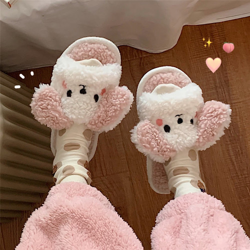 细细条少女心ins风毛绒绒月子鞋