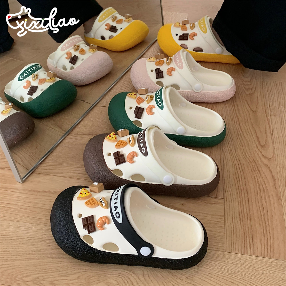 细细条女夏冰淇淋装饰diy洞洞鞋