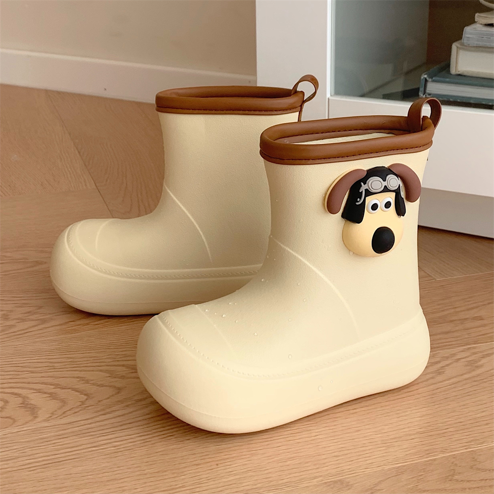 细细条可爱卡通狗狗防水亲子雨靴