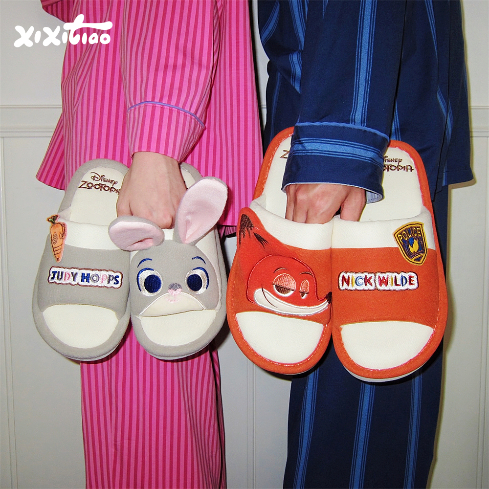 细细条迪士尼尼克朱迪棉麻拖鞋