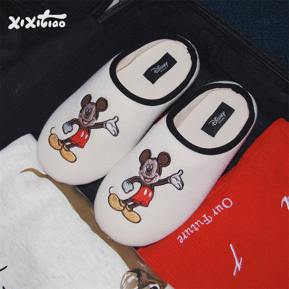 细细条 迪士尼米奇卧室静音地板包头拖鞋日式男女情侣春夏月子鞋,居家布艺,居家亚麻拖鞋,淘宝优惠券,粉丝福利购,淘宝优惠卷