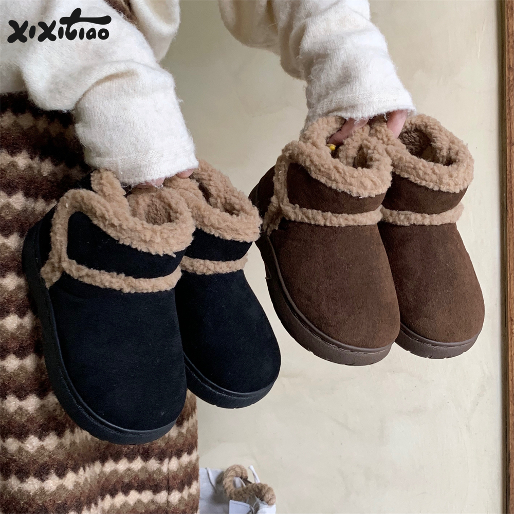 细细条创意魔术贴亲子休闲棉鞋