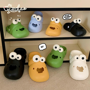 细细条 儿童趣味包头凉拖夏大眼睛毛毛虫男童女童外穿亲子沙滩鞋