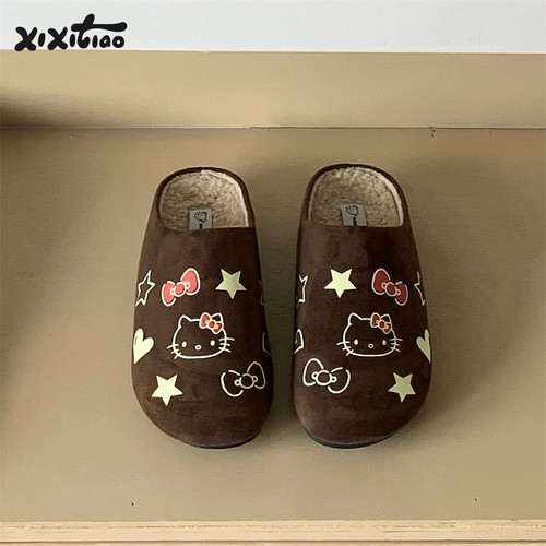 细细条一脚蹬HelloKitty包头鞋