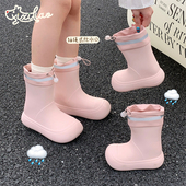 细细条 女 通用ins潮创意防水抽绳束口雨鞋 时尚 休闲亲子水筒靴四季