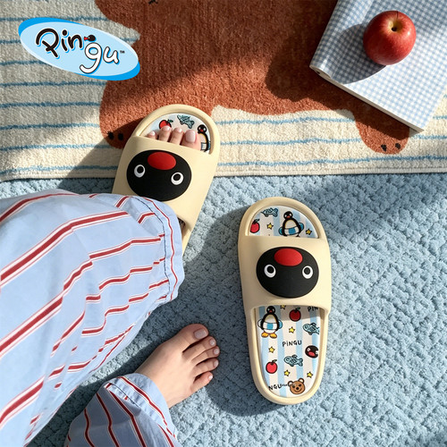 细细条正版Pingu企鹅凉拖男女