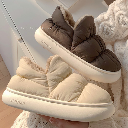 细细条简约时尚保暖防滑棉拖鞋