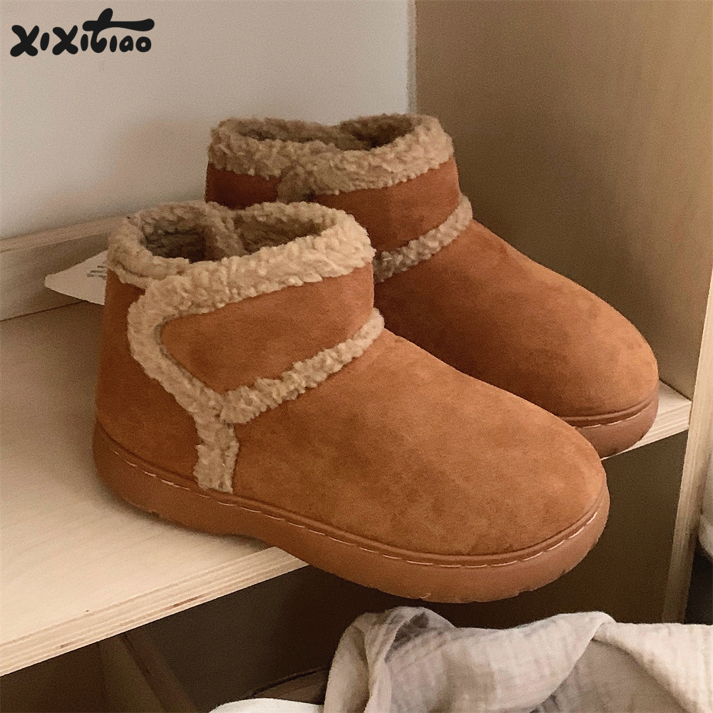 细细条新款时尚魔术贴雪地靴