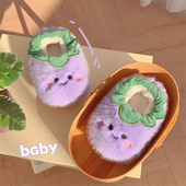 创意亲子保暖防滑厚底男童女童毛毛鞋 冬季 可爱儿童棉拖鞋 细细条