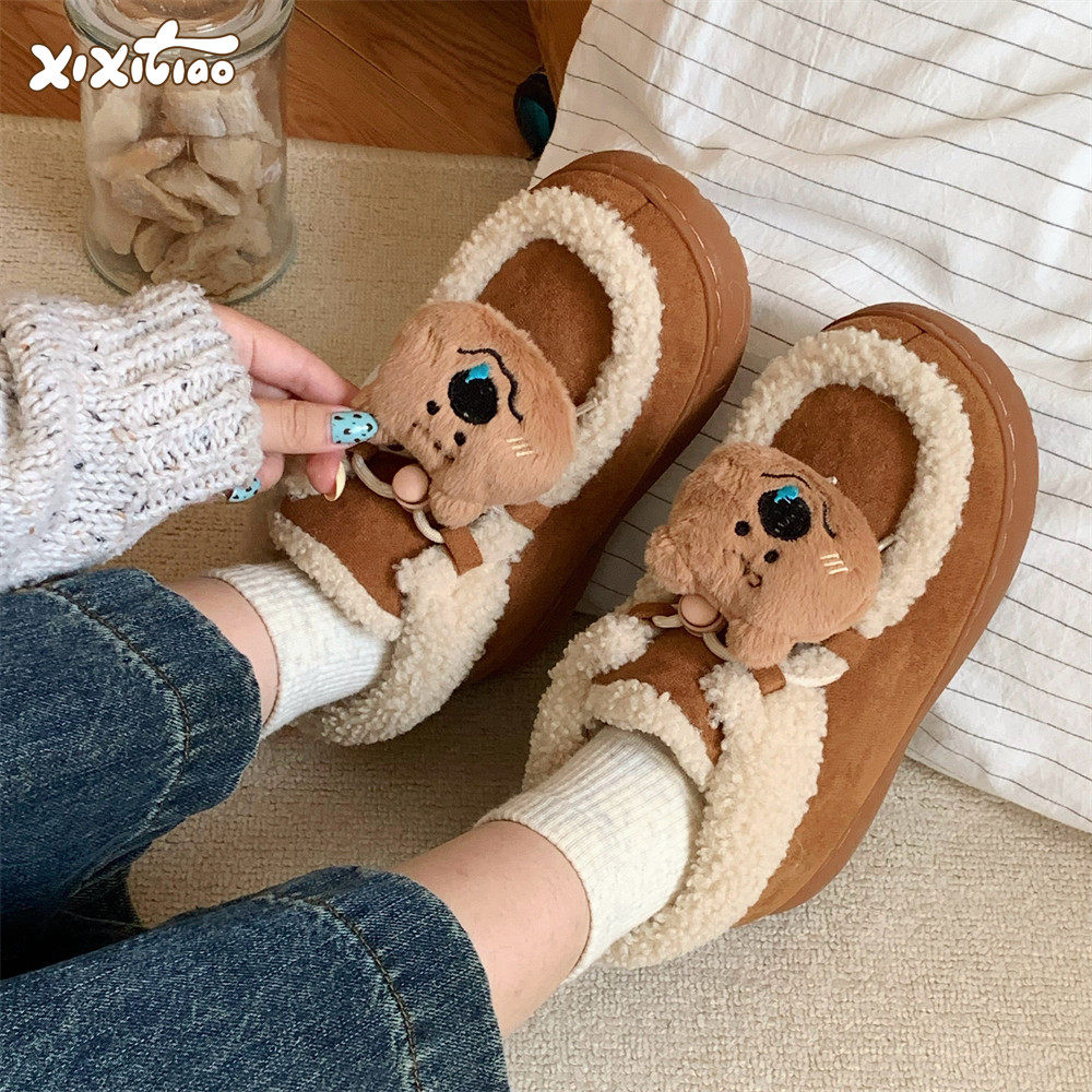 细细条 雪地靴女加绒保暖抽绳束口冬季呆萌小熊时尚户外东北棉鞋,女鞋,时尚雪地靴,淘宝优惠券,粉丝福利购,淘宝优惠卷