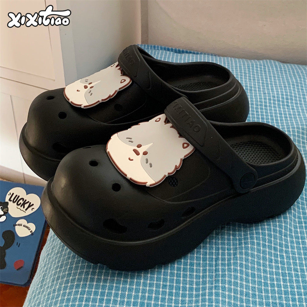 细细条 呆萌狗狗EVA厚底夏季凉拖百搭可爱学生户外洞洞鞋沙滩鞋女,女鞋,洞洞鞋,淘宝优惠券,粉丝福利购,淘宝优惠卷