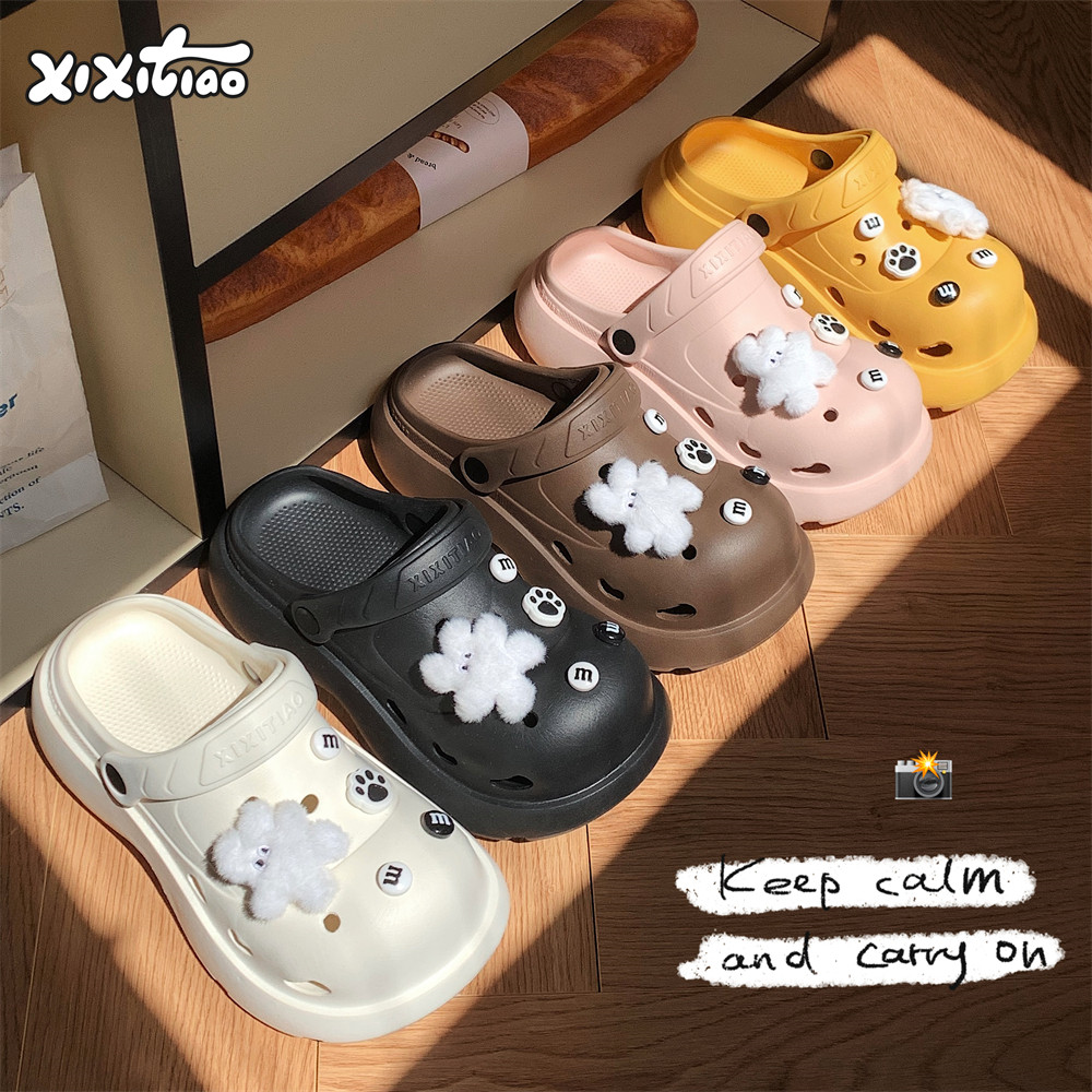 细细条 休闲时尚沙滩鞋女夏季户外防滑个性白色小兔洞洞鞋凉拖ins,居家布艺,居家凉拖/凉鞋,淘宝优惠券,粉丝福利购,淘宝优惠卷