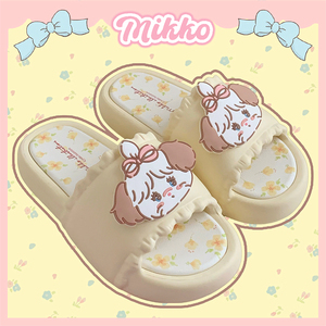 细细条 Mikko联名拖鞋少女心夏可爱碎花防滑厚底外穿一字凉拖ins