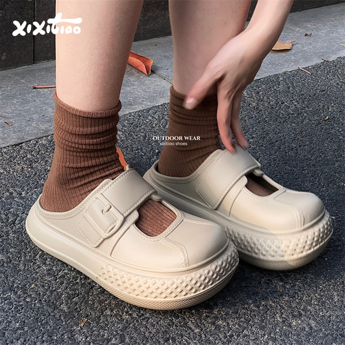 细细条户外时尚玛丽珍凉拖鞋