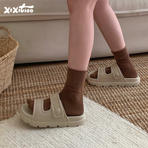 细细条防滑百搭纯色沙滩凉拖