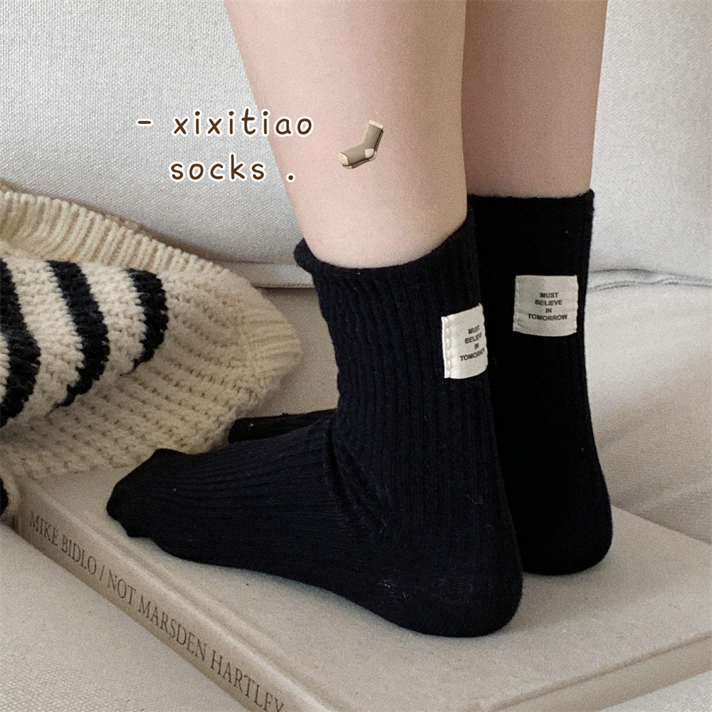 细细条中筒袜百搭袜子