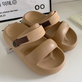 ins潮 男女夏季 外穿双带凉拖鞋 踩屎感街头风防滑软厚底凉鞋 细细条