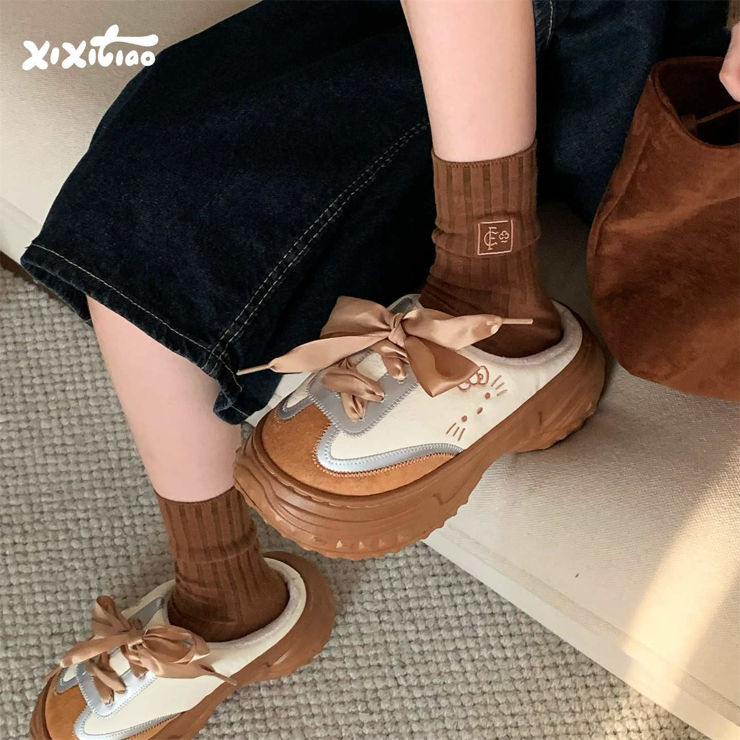 细细条网红HelloKitty棉拖鞋