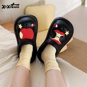 创意红苹果EVA厚底凉拖鞋 包头女士夏季 新款 细细条 外穿百搭洞洞鞋