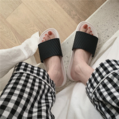 情侣拖鞋 细细条 简约日式 夏女居家用室内防滑洗澡软底ins潮凉拖男