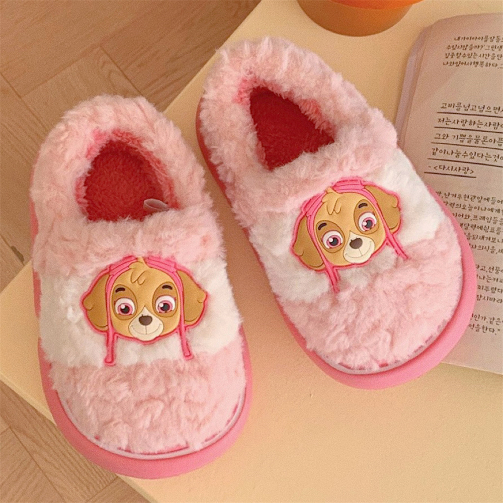细细条汪汪队卡通儿童棉拖鞋冬