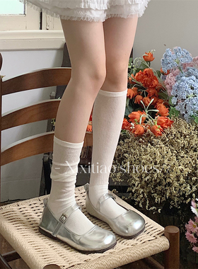 细细条 芭蕾风袜子女夏季半透薄款小腿袜jk中筒堆堆袜白色长袜ins