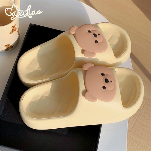 细细条软萌可爱小熊浴室凉拖鞋